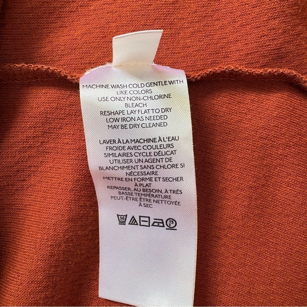PILCRO Anthropologie Waffle Knit Thermal Top Rust Orange Crochet Bell Sleeve Sm - Picture 6 of 10